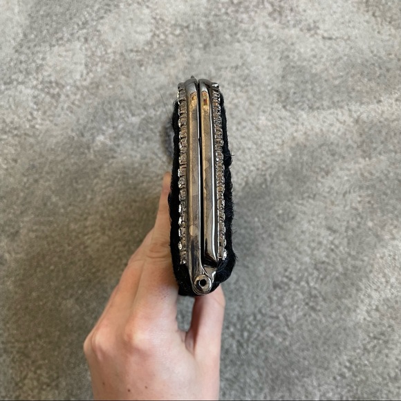 Clara Kasavina Black Fur Swarovski Crystal Embellished Evening Bag Clutch - Picture 4 of 11